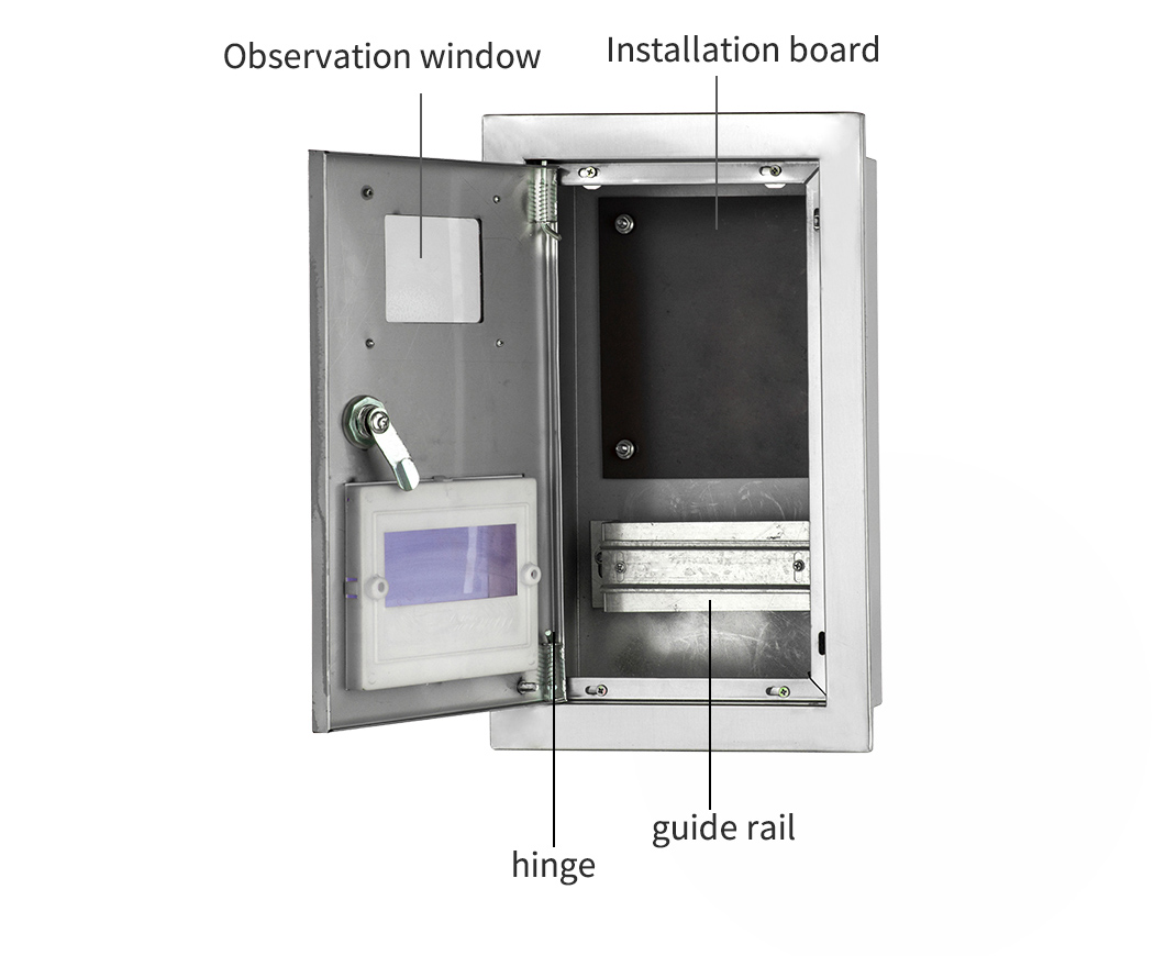 Caixa de medidor de eletricidade embutida na parede em aço inoxidável