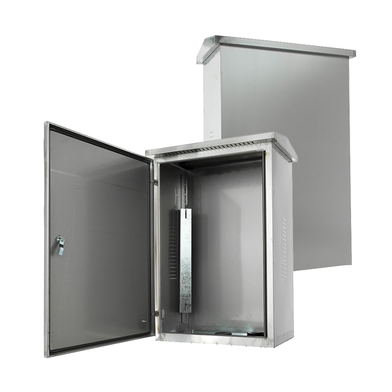 Caixa de equipamentos em aço inoxidável para montagem no solo, para uso externo.