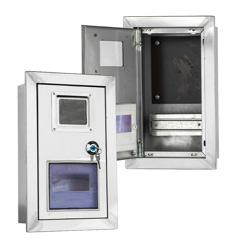 Caixa de aço inoxidável para instalação embutida na parede para multímetro