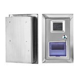 Caixa de medidor de aço inoxidável para montagem na parede, ideal para residências.