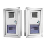 Caixa de medidor de aço inoxidável para montagem na parede com visor.